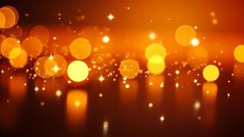 Glowing Bokeh Effect with Warm Orange Hues and Sparkles on a Dark Background video