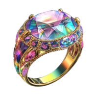 Elegant Golden Ring with Vibrant Gems png