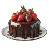 Chocolate Cake with Fresh Strawberries png