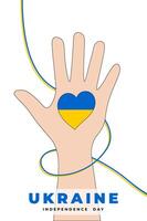 Hand with a heart in the colors of the Ukrainian flag, isolated on a transparent background. Concept for Independence Day of Ukraine. illustration vector