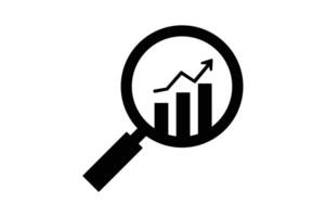 Data Analysis with Magnifier Graph Icon, data analysis icon, magnifying glass, market research, business growth vector