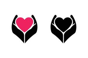 Hands Holding Heart Care Sticker Design, heart care symbol, love and care symbol, healthcare love icon, flat heart in hands icon vector