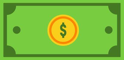 a green and yellow dollar bill with a dollar sign vector