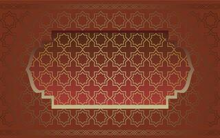 An ornate pattern on a red background with a gold frame vector
