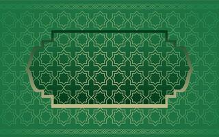 An islamic background with a green and gold pattern vector