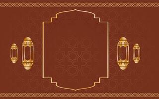 Gold frame with a golden ornament on a brown background vector