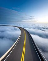 Surreal Floating Road Above the Clouds Leading into Infinity photo