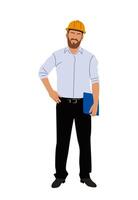 Business man builder engineer standing with folder vector