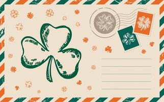 Card with clover. Patrick Day. vector