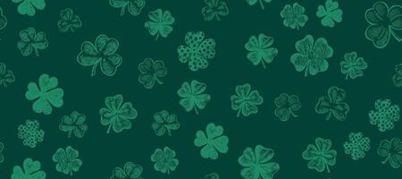St. Patrick's Day. Sketch set clover on green vector