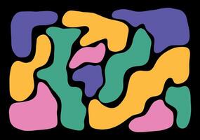 A vibrant and abstract pattern with fluid shapes in bold, contrasting colors. Perfect for creating modern and stylish designs for backgrounds, wallpapers, and textiles vector