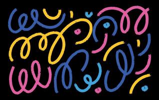 Hand drawn pencil lines and squiggles set. charcoal smears, striketrhoughs and swirls. Doodle style sketchy lines. Horizontal wavy strokes collection. Scratchy strokes with rough edges. vector