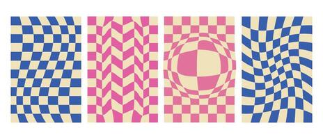 A collection of psychedelic patterns with wavy lines and optical illusions. Perfect for creating retro-inspired designs for posters, album covers, and merchandise vector
