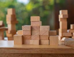 Stacking Wooden Blocks Building Knowledge Step by Step photo