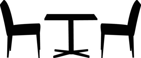 two chairs and table silhouette on white background vector