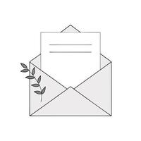 Minimalist Mail Symbol Open Envelope with Letter Inside vector