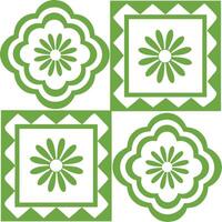 Stylish Retro Floral Art with Green and White Color Scheme vector