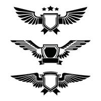 Strong and Noble Emblem Design with Wings and Shield vector