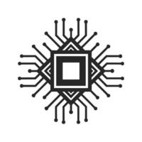 Modern Circuit Board Icon Minimalist Black and White Design vector