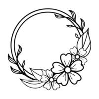 Modern Minimalist Floral Wreath with Circular Frame vector