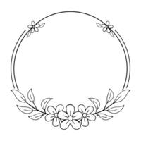 Stylish Minimalist Floral Wreath with Ornamental Circular Frame vector