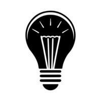 Black silhouette of a light bulb with rays emanating from it. vector