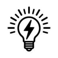 Icon of a light bulb with a bold, black outline on a white background. vector