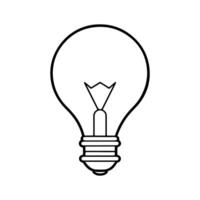 A simple black and white line drawing of a light bulb is depicted. vector
