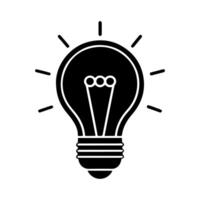 Silhouette of a light bulb depicted in black on a white background. vector