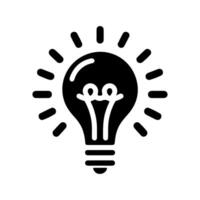 Black silhouette of a light bulb with a glowing effect. vector