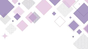 Modern geometric background with abstract shapes, soft purple hues, and minimalist design. Ideal for wallpapers, presentations, branding, and digital art, featuring squares, dots, and wavy patterns. vector