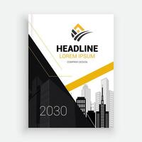 a business brochure with a city skyline Layout Template vector