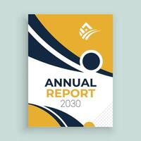 an annual report cover design with a yellow and blue background vector