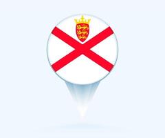 Map pointer with flag of Jersey. vector