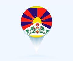 Map pointer with flag of Tibet. vector