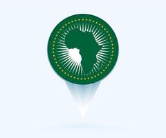 Map pointer with flag of African Union. vector