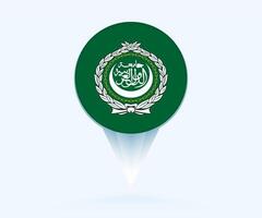 Map pointer with flag of Arab League. vector