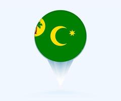 Map pointer with flag of Cocos Islands. vector