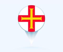 Map pointer with flag of Guernsey. vector
