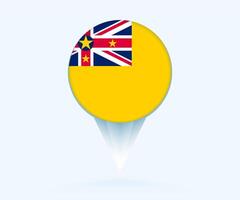 Map pointer with flag of Niue. vector