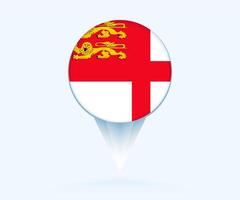 Map pointer with flag of Sark. vector