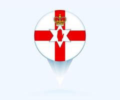 Map pointer with flag of Northern Ireland. vector