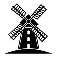 a black and white illustration of a windmill vector