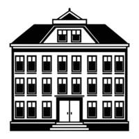 a black and white illustration of a building vector