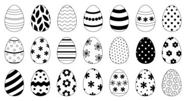 Set of spring linear icons of Easter eggs with different pattern vector