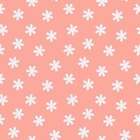 Cute simple minimalistic white flowers on pink background seamless pattern vector
