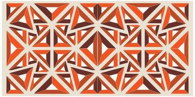 A geometric pattern featuring overlapping triangles in shades of orange, brown, and cream, arranged in a symmetrical grid. vector