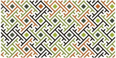 Colorful geometric pattern with intertwined lines and squares in red, green, yellow, and purple on a white background. vector