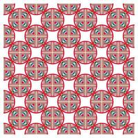 Patterned circles with red outlines, featuring colorful cross designs, arranged in a grid on a white background. vector