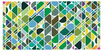 Colorful square shape geometric abstract pattern featuring varied shapes arranged in a grid with a decorative border. vector